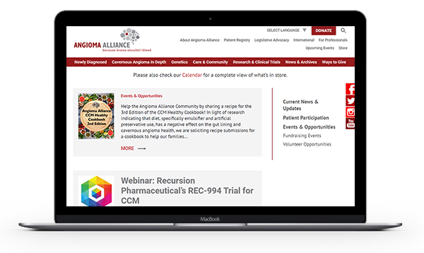 Angioma To Curewebsite on laptop