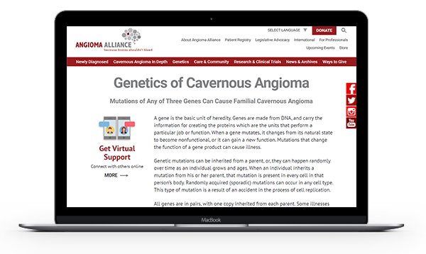 Angioma To Cure genetics on laptop