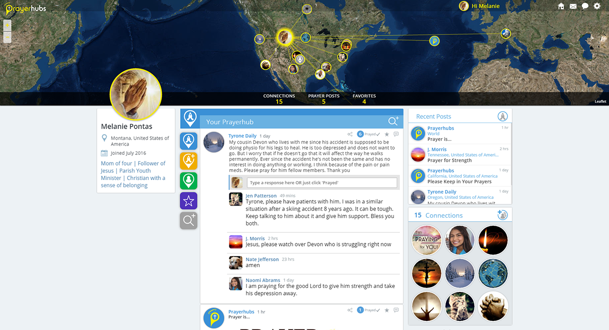 Prayerhubs 2016 interface