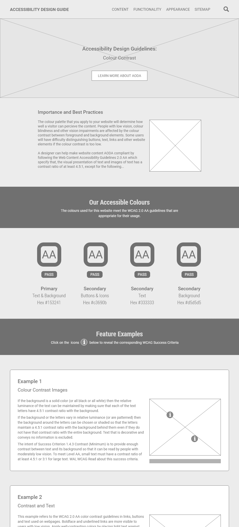 wireframes colour contrast page