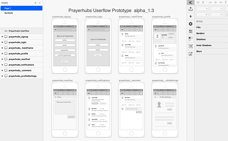 Version 1.3 Lo-Fidelity wireframes