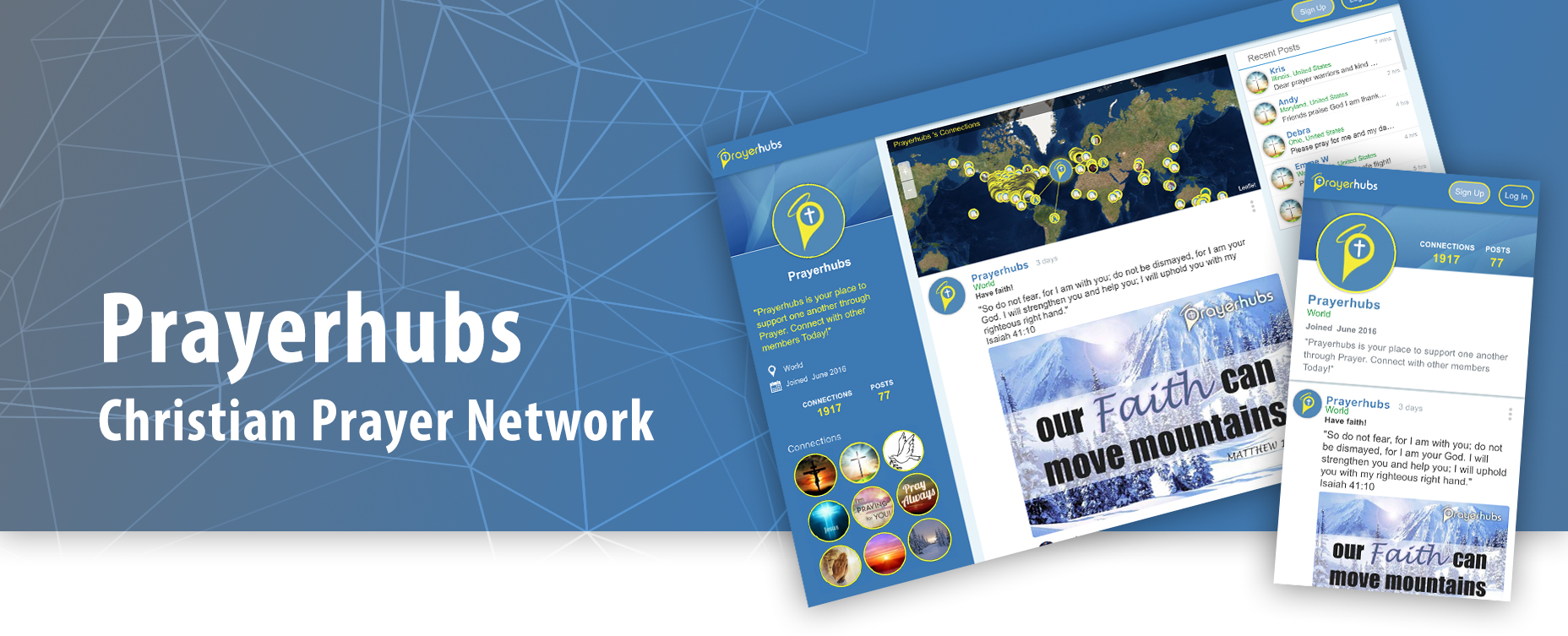 2017 version 2.0 interface with the Prayerhubs map