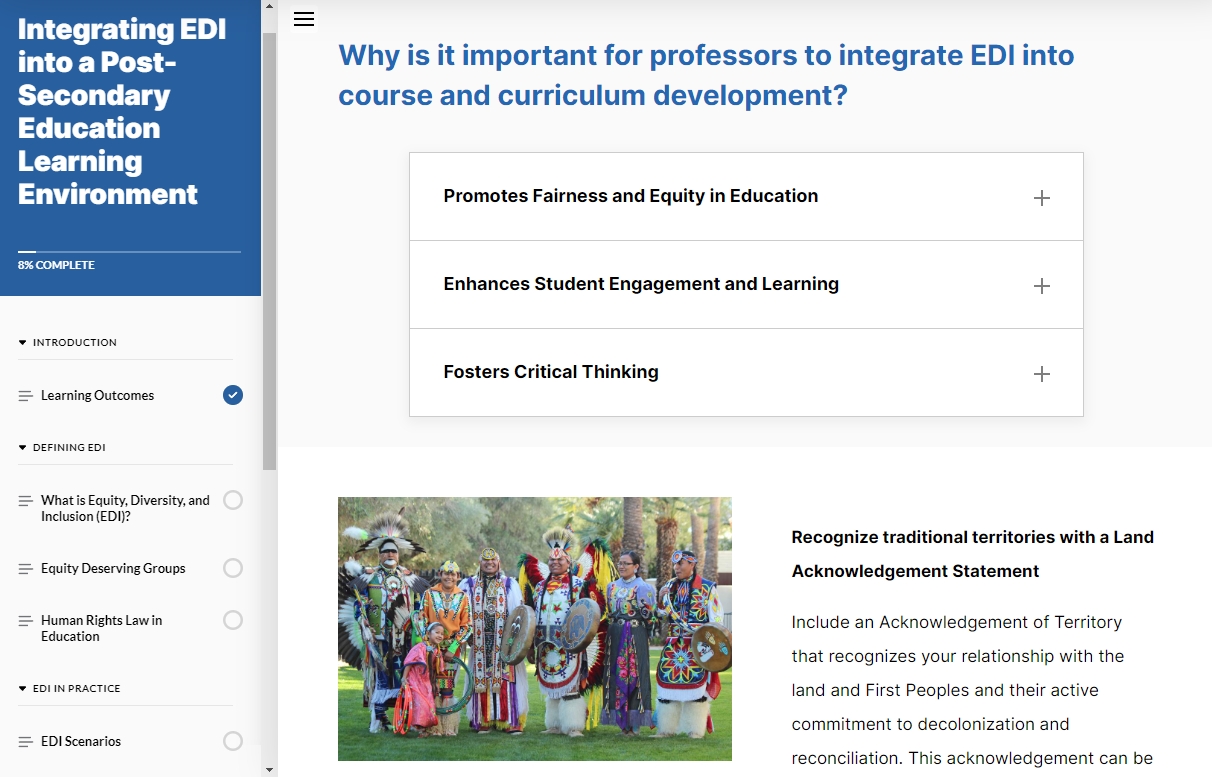 EDI module about the importance of integrating edi into course development