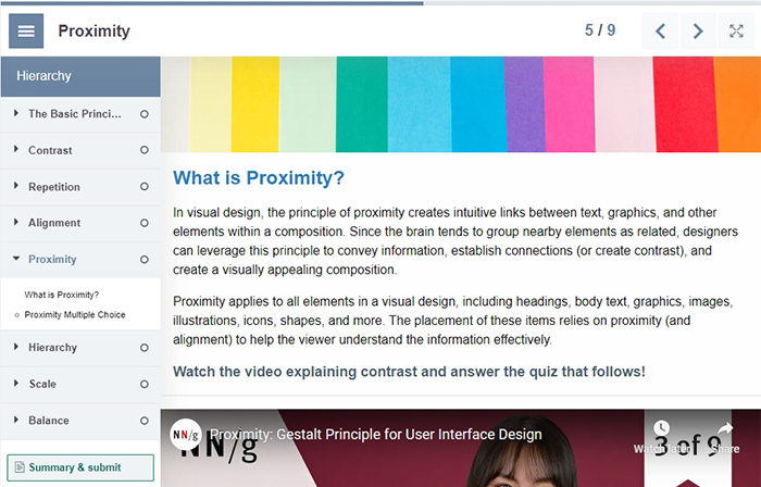 proximity screen of the design module